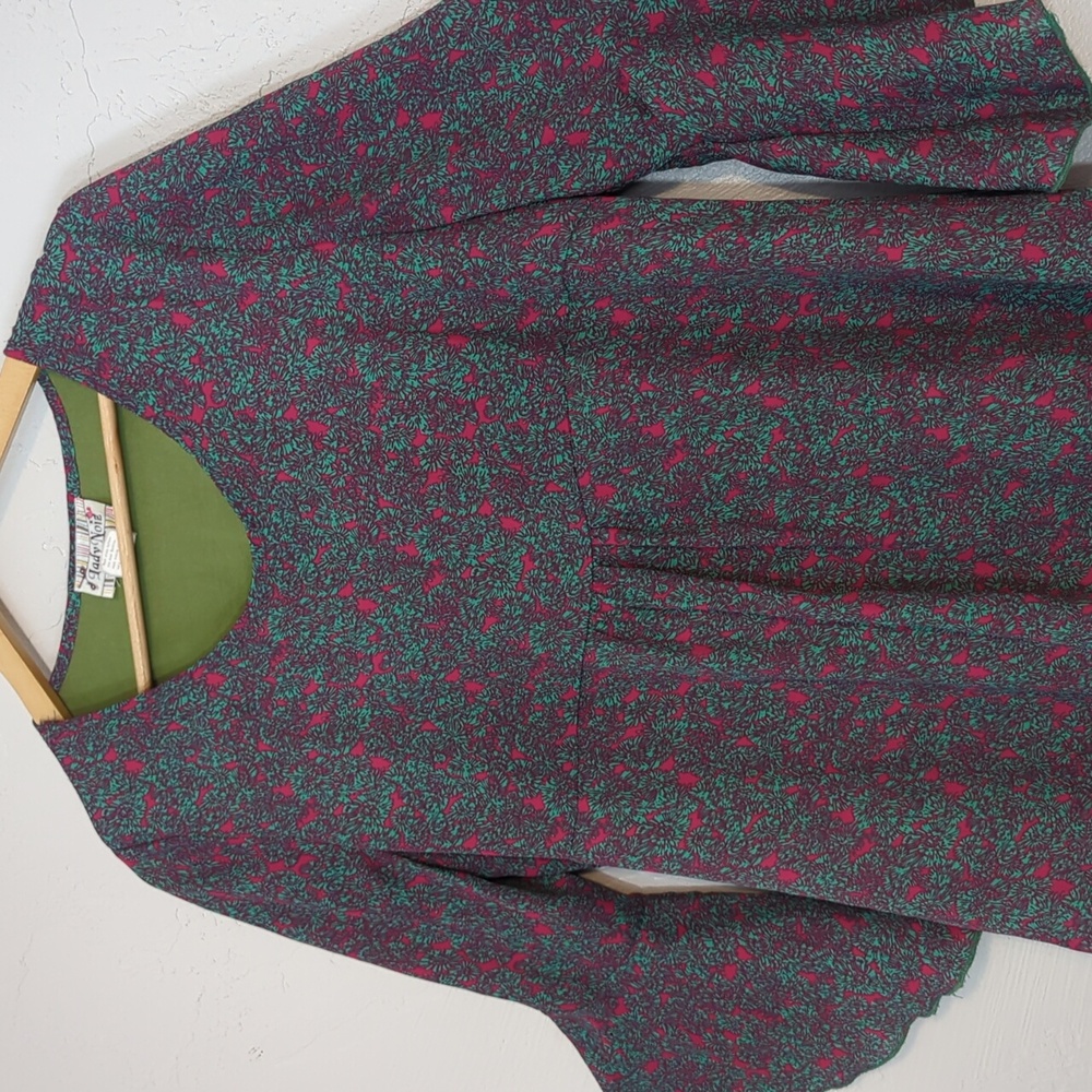 LadyNoiz Colorful Funky Artsy Retro MCM Floral Boho Hippie Bell Sleeve Tunic Top - Picture 5 of 7